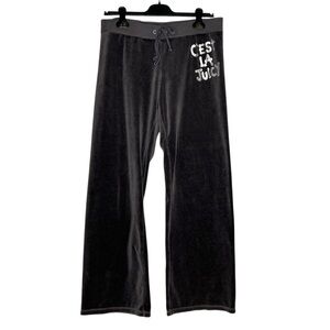Juicy Couture Y2K C’est La Juicy Velour Wide Leg Sweatpants Charcoal Large